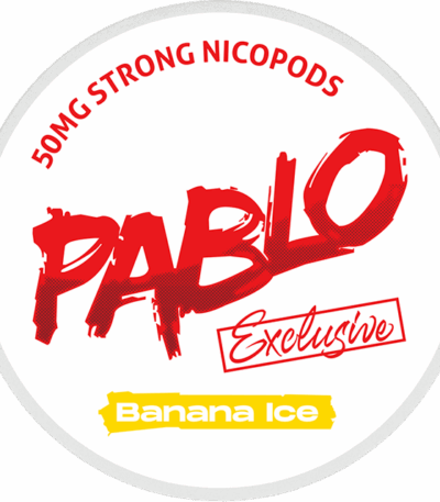 Pablo Banana Ice 30mg nicotine pouches can – banana and mint flavor, slim, tobacco-free, strong nicotine.