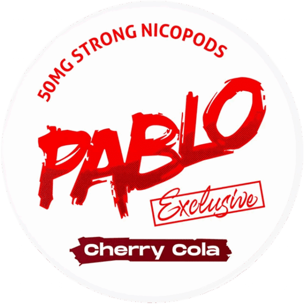 Pablo Cherry Cola 30mg nicotine pouches can with cherry and cola flavor design