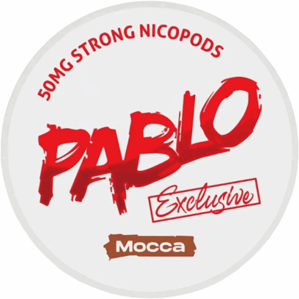 Pablo Mocca 30mg nicotine pouches can – rich coffee flavor, tobacco-free slim pouch, strong nicotine strength.