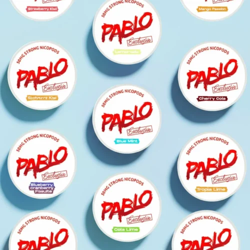 Top Pablo Flavors 2025 lineup showing fruity and mint pouches